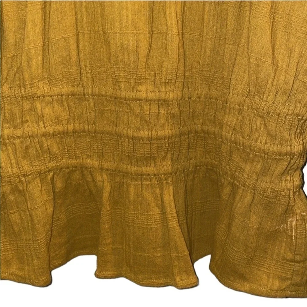Madewell Blouse Long Fitted Sleeves Ruffle Detail-Mustard- Small - Picture 2 of 7